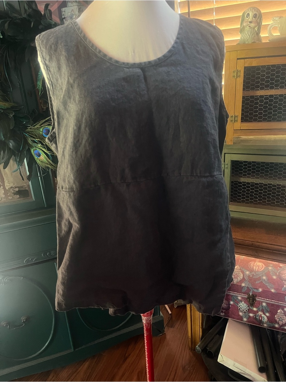 Flax Womens Sleeveless Black Linen Top - Picture 9 of 11
